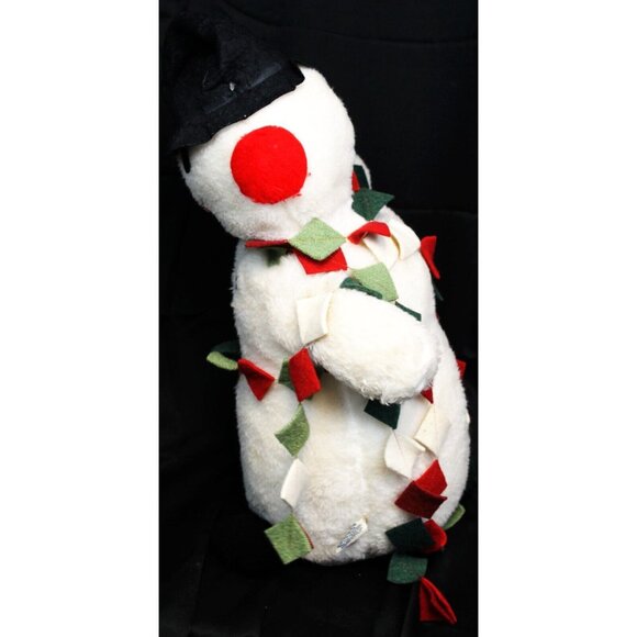 Vtg Rare Parisi Creations 24" Plush Snowman Christmas Holiday Decor Black Hat - Picture 6 of 12